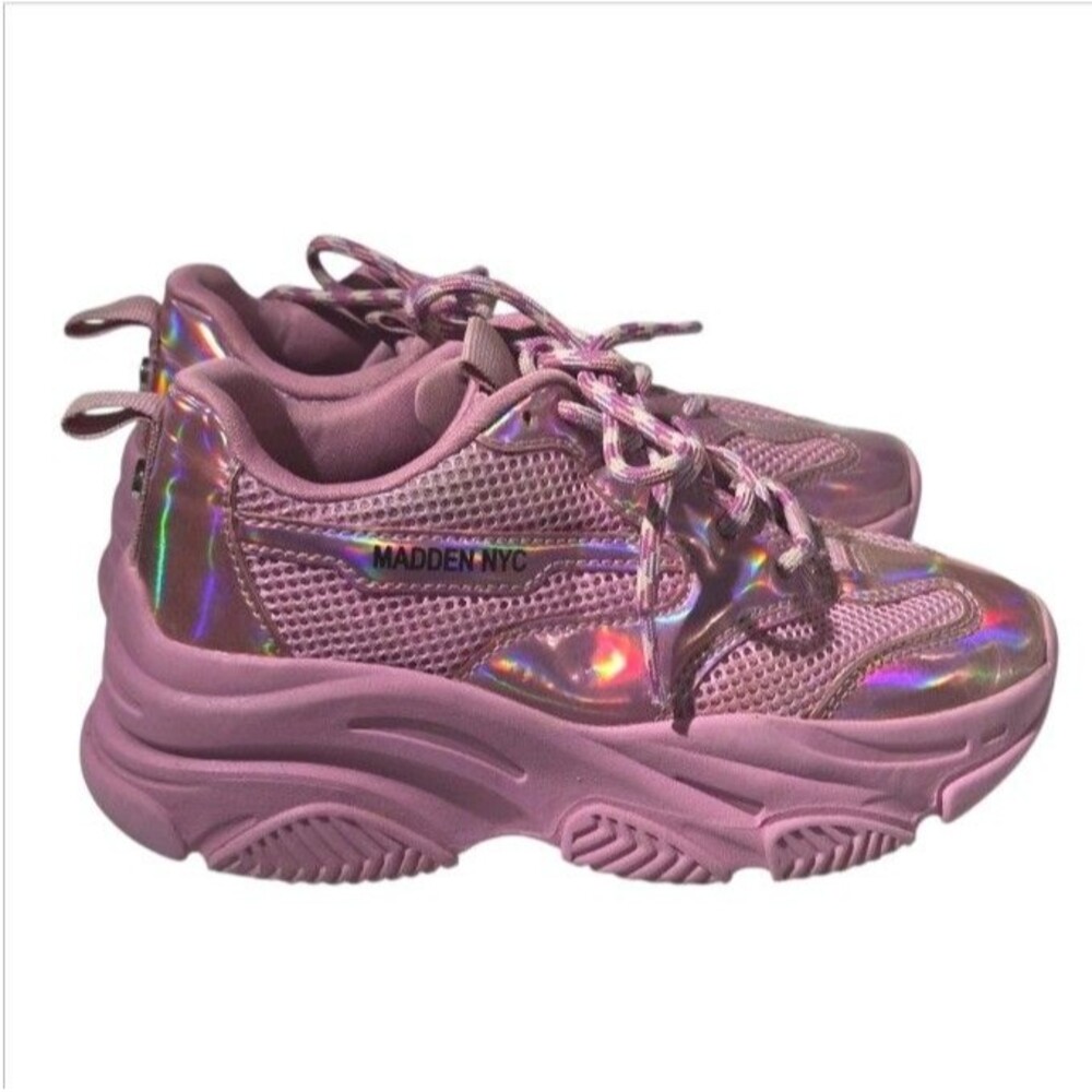Madden NYC  Girls Purple Metallic Sporty Dad Sneakers -1
